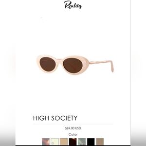 - Reality SUNGLASSES High Society Model NWT